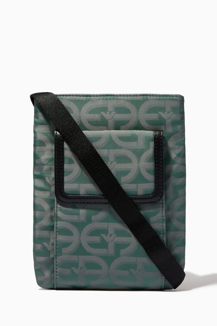 

R-EAcreate Crossbody Tech Case in Jacquard Nylon, Green