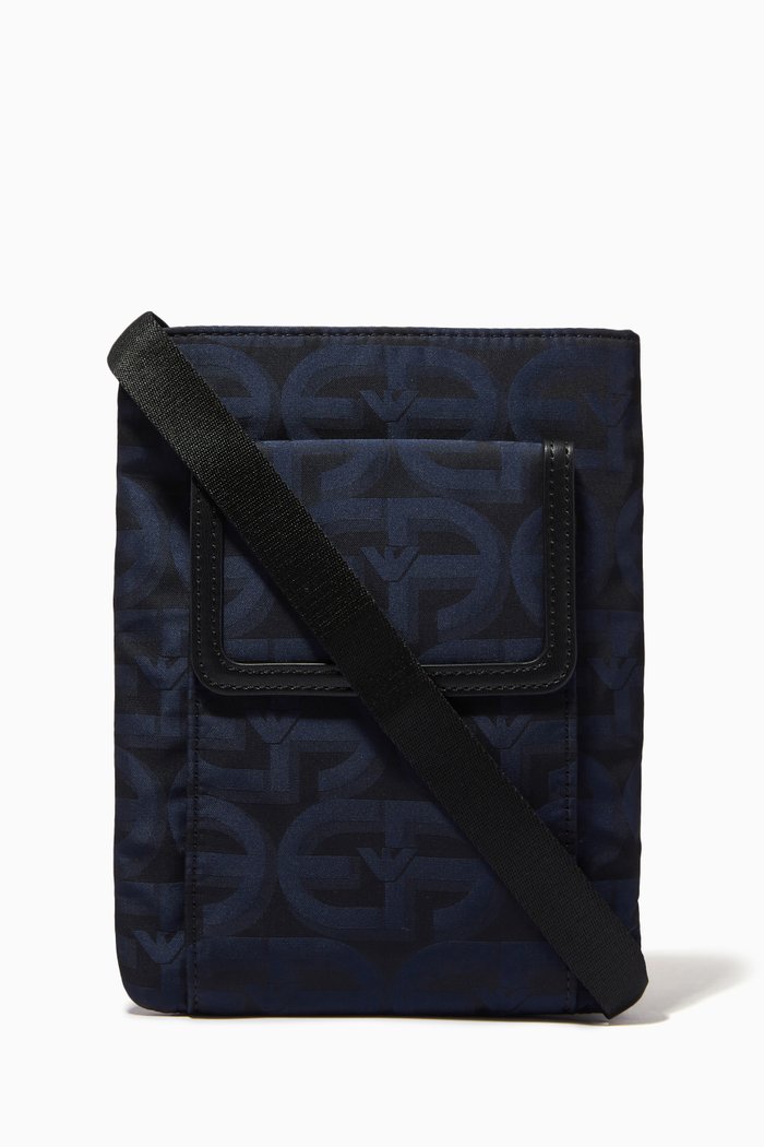 

R-EAcreate Crossbody Tech Case in Jacquard Nylon, Blue