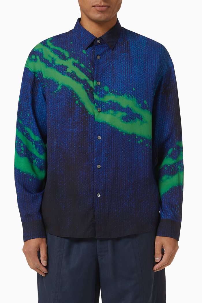 

Degradé Print Shirt in Lyocell, Blue