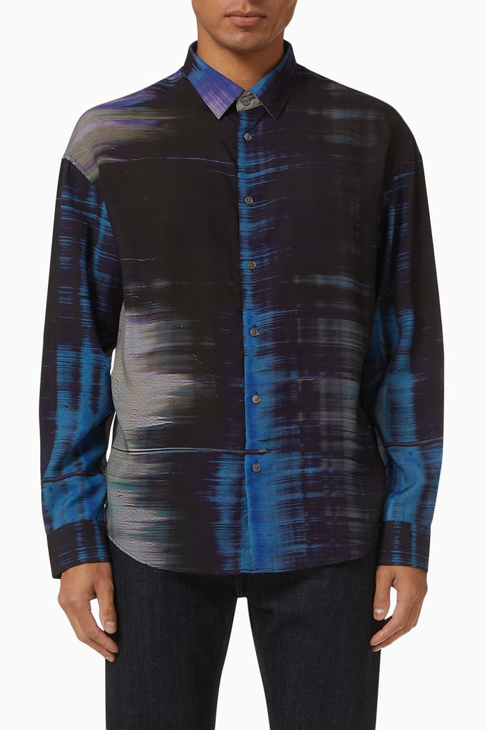 

Degradé Print Shirt in Lyocell, Blue
