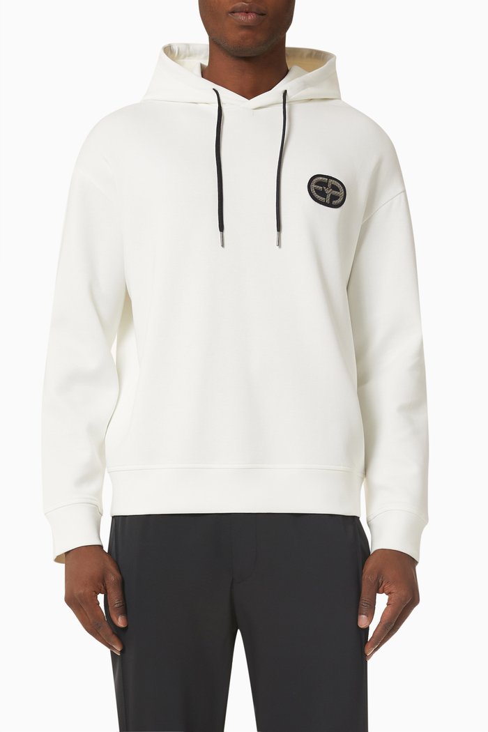 

Hooded Sweatshirt in Fleece, White