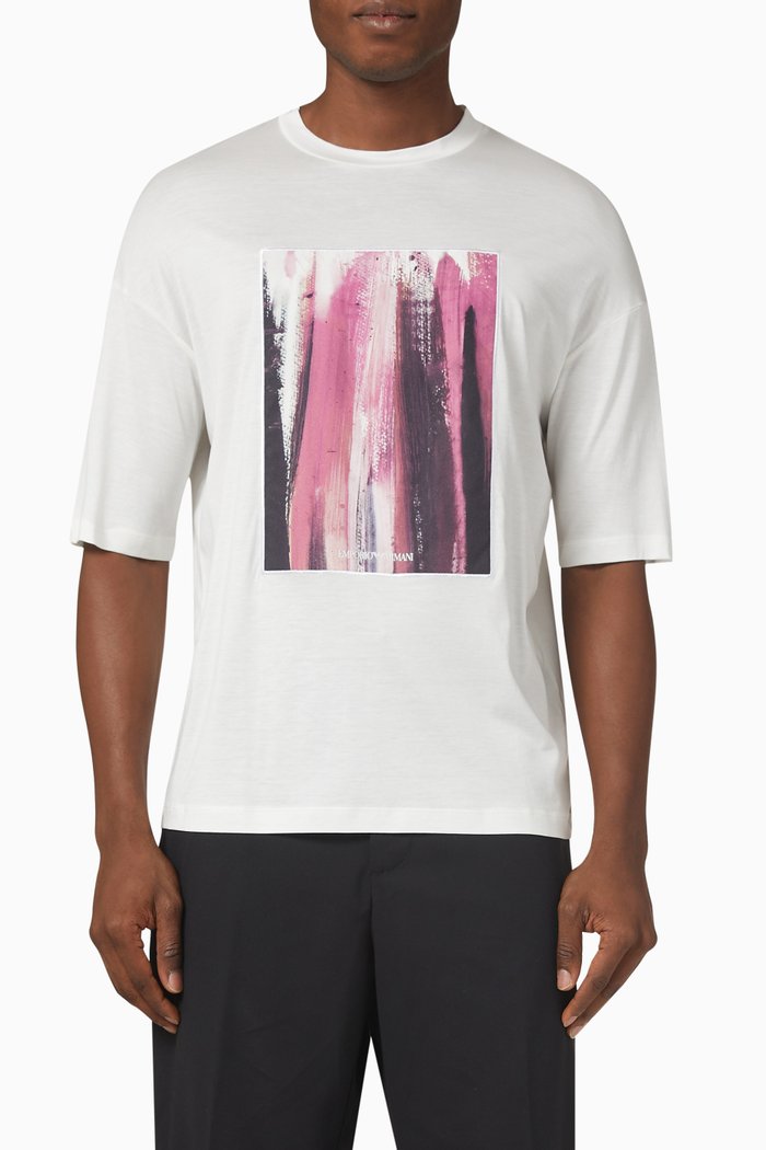 

Abstrct Print T-shirt in Cotton, White