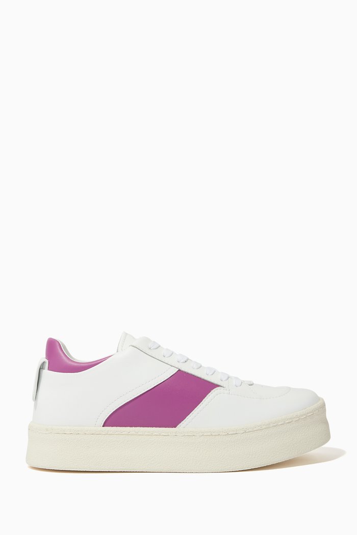 

Contrast Band Sneakers in Leather, White