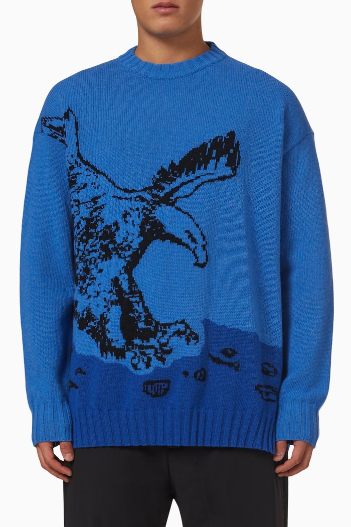 

EArctic Capsule Eagle Sweater in Wool Jaquard, Blue