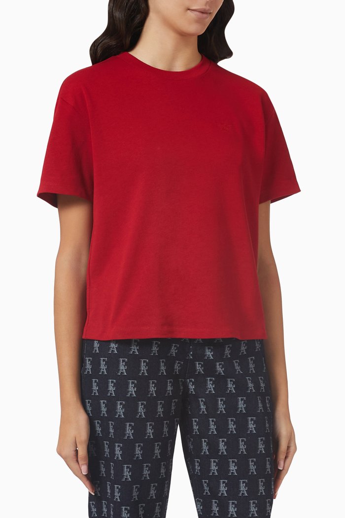 

EArctic Capsule Wolf Tonal Logo T-shirt in Jersey, Red