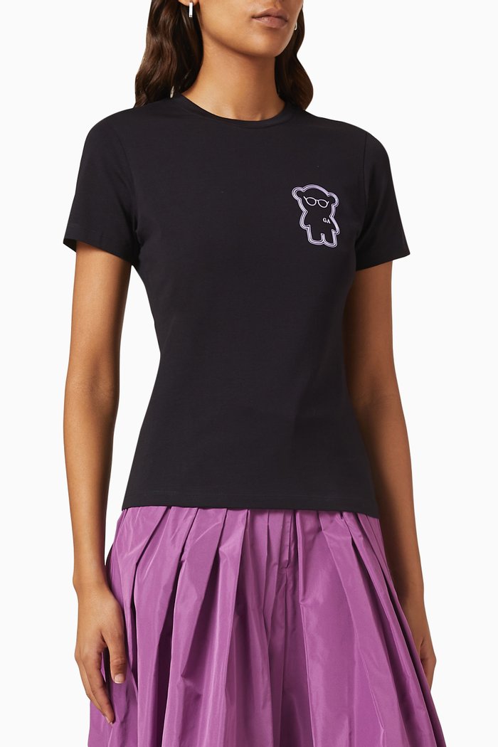 Embroidered Bear T-shirt in Jersey, Blue