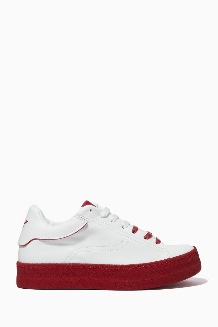 

Sustainable Two-tone Sneakers in Regenerated Leather, Red