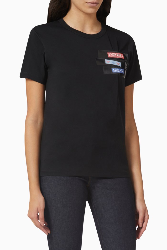 EA Logo T-shirt in Cotton, Black