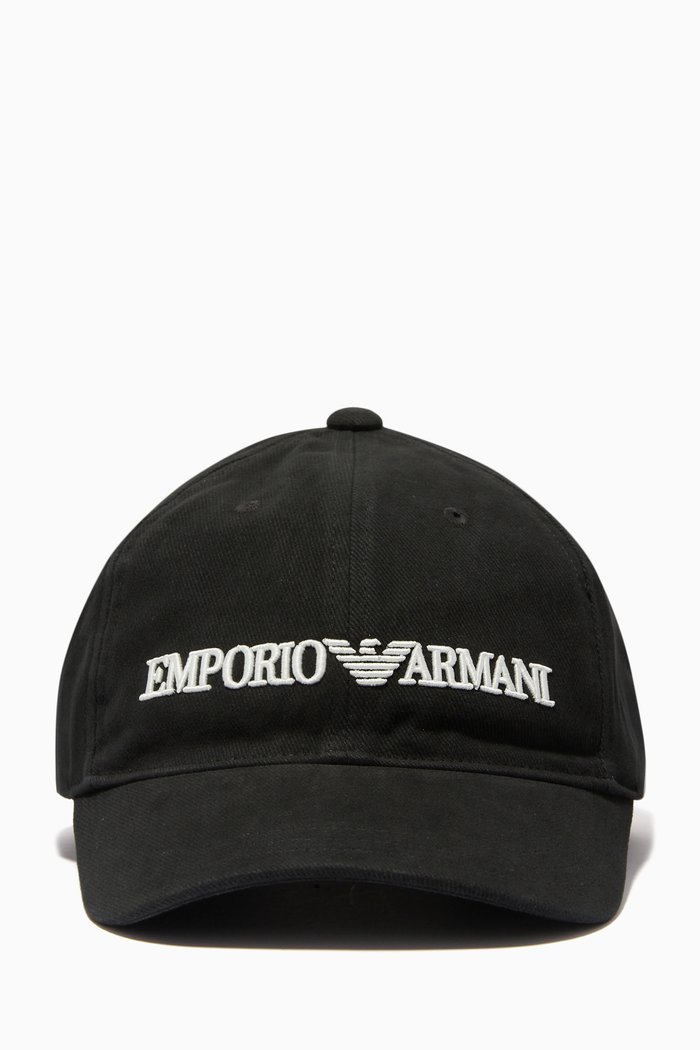 

EA Embroidered Baseball Cap in Cotton, Black