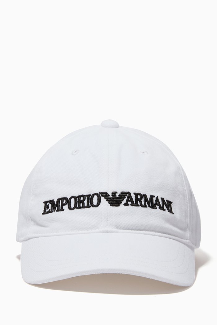 EA Embroidered Baseball Cap in Cotton, White