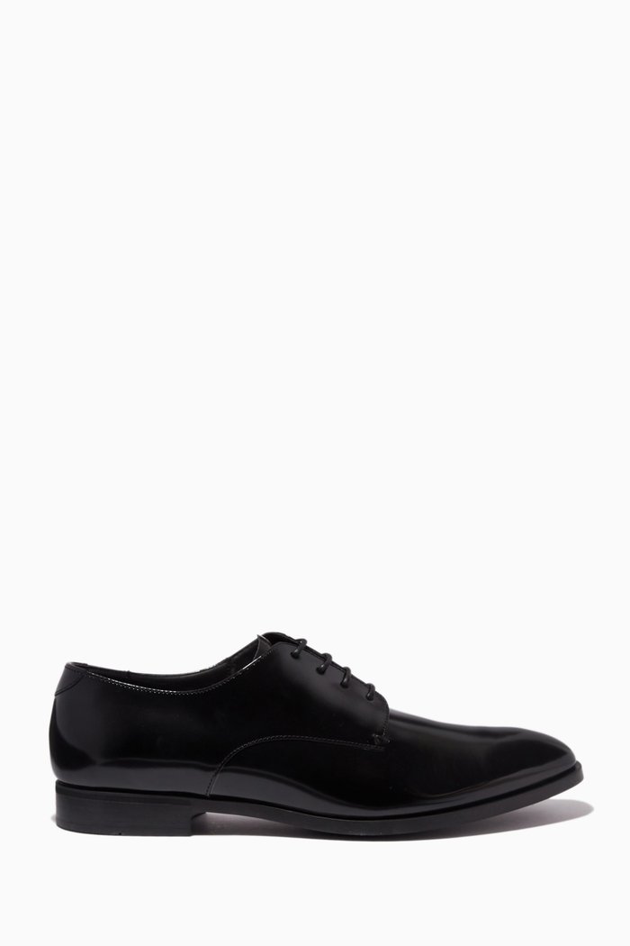 

Diamond Lace-up Shoes in Calf Leather, Black