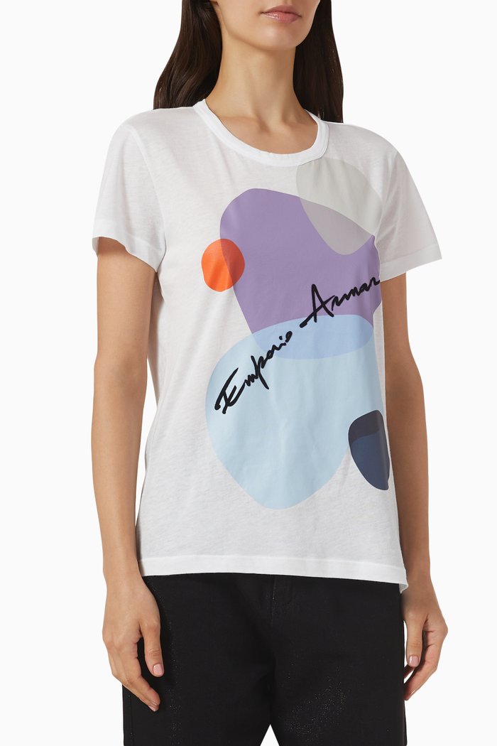 

EA Signature Logo T-shirt in Cotton &Modal, White