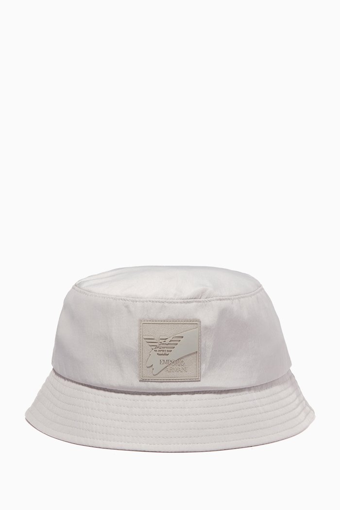EA Logo Bucket Hat in Gabardine, Grey