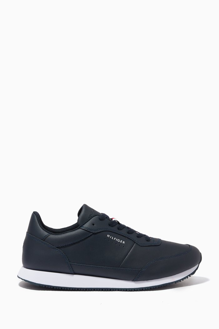 Runner Low-top Sneakers in Leather, Blue