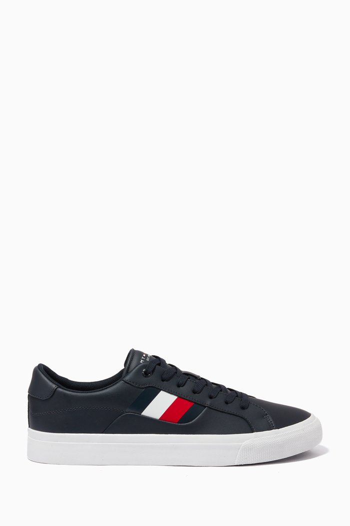 

Signature Striped Low-top Sneakers in Leather, Blue