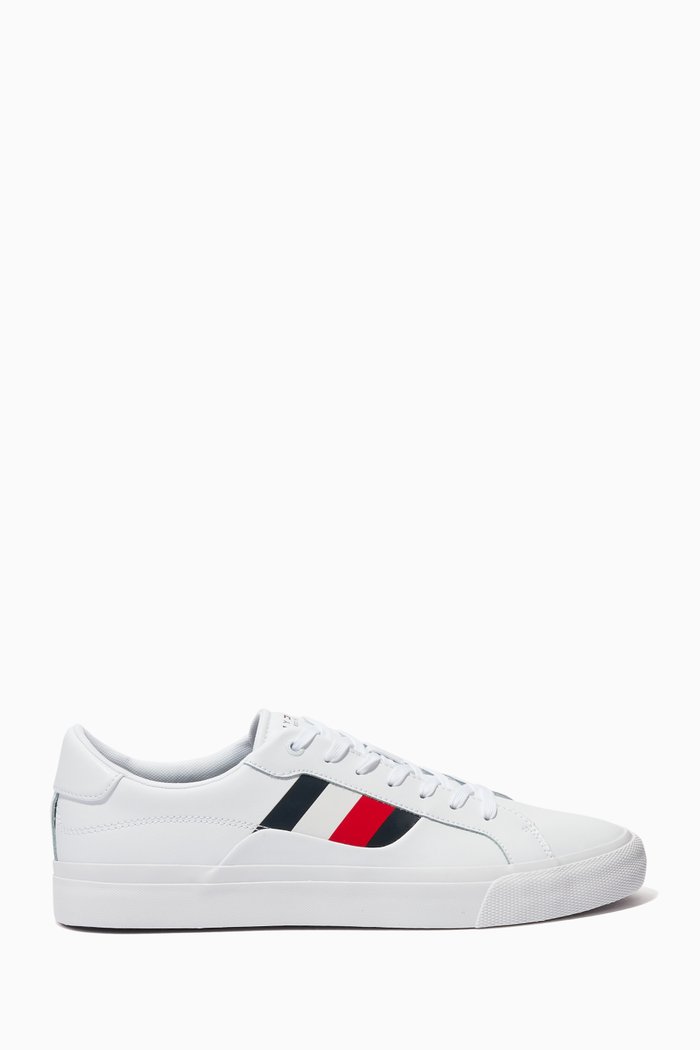 

Signature Striped Low-top Sneakers in Leather, White