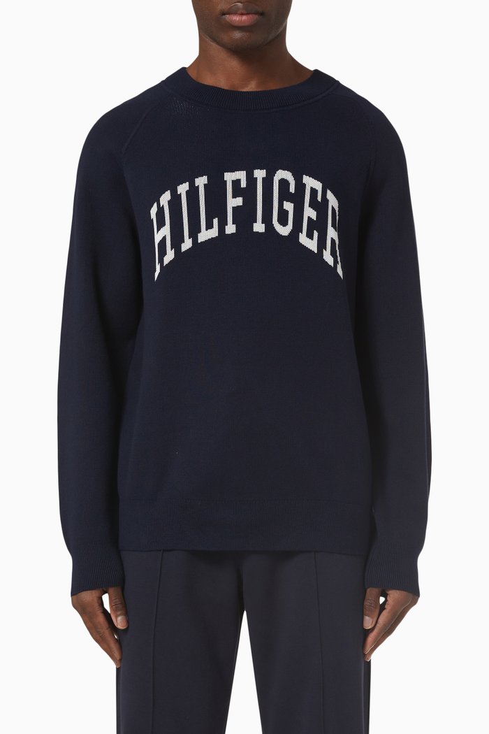 Logo Sweatshirt in Cotton, Blue