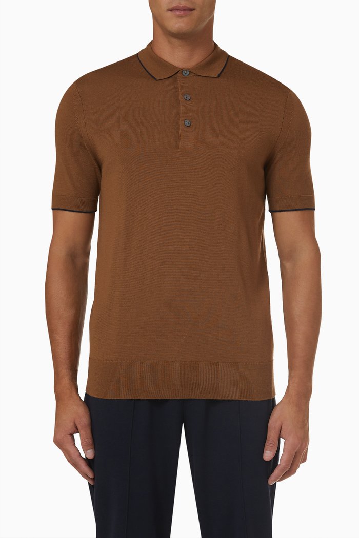 

Polo Shirt in Merino, Brown