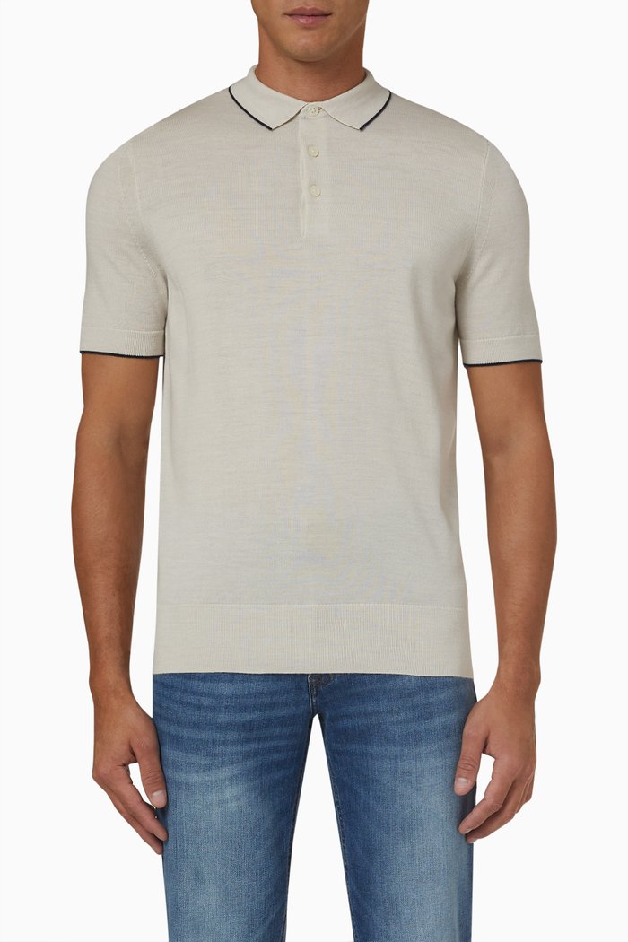 

Polo Shirt in Merino, Neutral