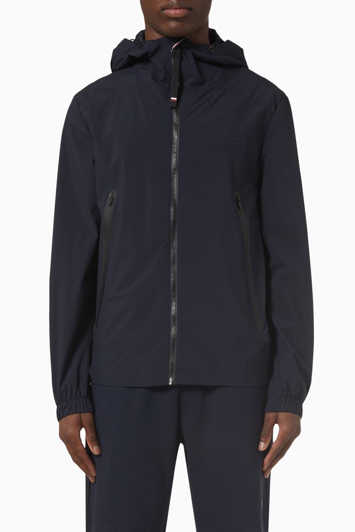 

Tech Essentials Windbreaker in Recycled Nylon Blend, Blue