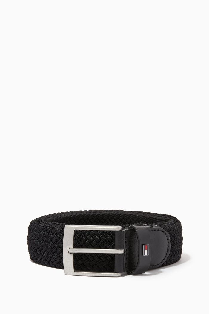 

Adan Braided Belt in Elastic Fabric, Black