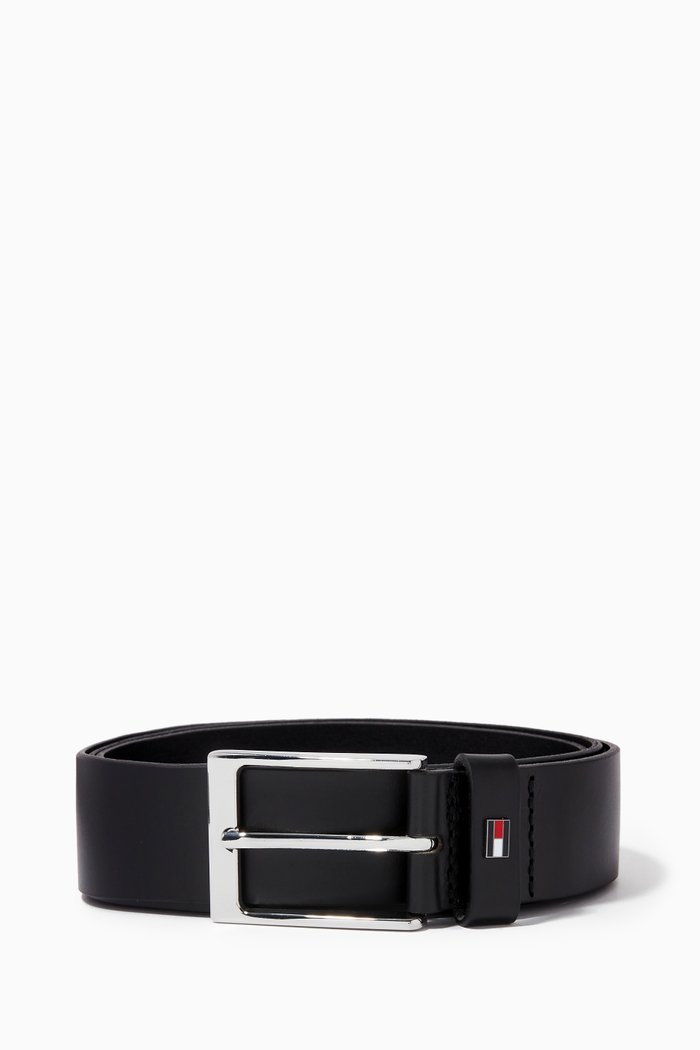 

Layton Enamel Flat Belt in Leather, Black