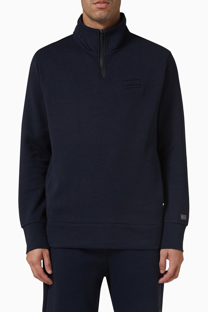 

Mock Neck Sweatshirt in Cotton, Blue