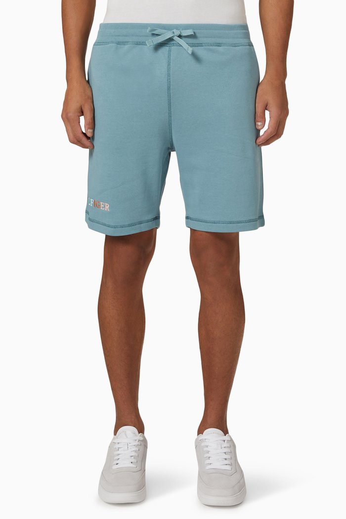 

Multicolour Logo Embroidery Shorts in Organic Cotton, Blue