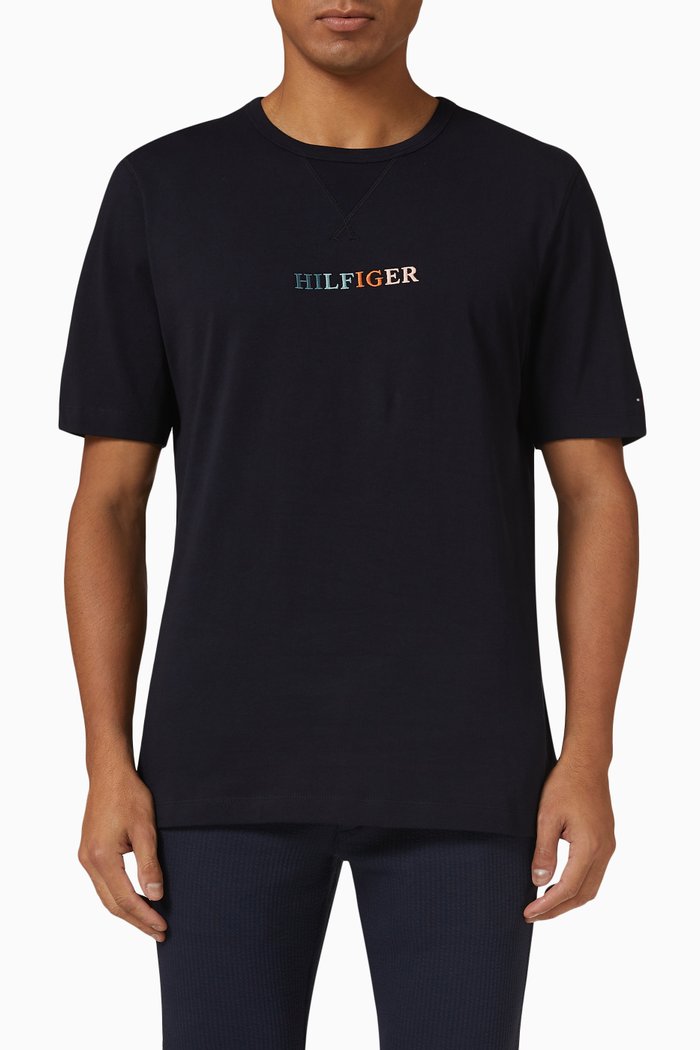 

Multicolour Logo Embroidery T-Shirt in Organic Cotton Jersey, Blue