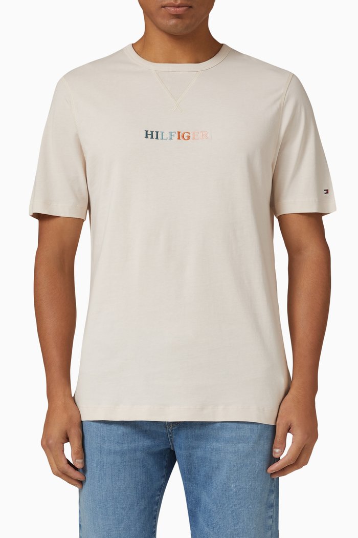 

Multicolour Logo Embroidery T-Shirt in Organic Cotton Jersey, Neutral