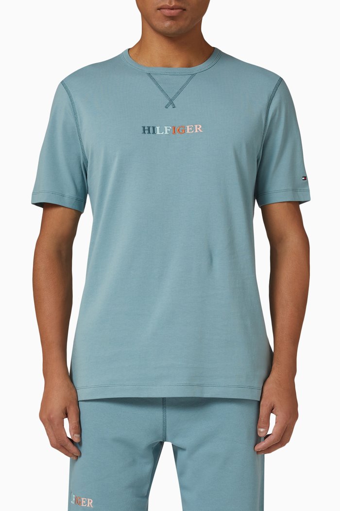 

Multicolour Logo Embroidery T-Shirt in Organic Cotton Jersey, Blue