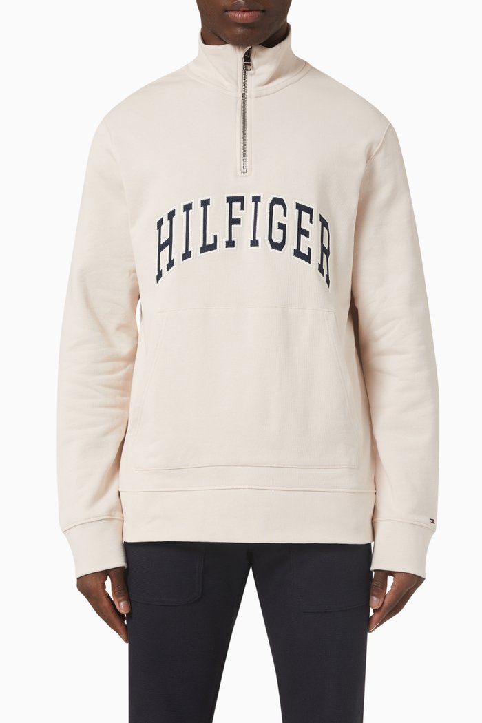 

Half-Zip Sweatshirt in Cotton, Neutral