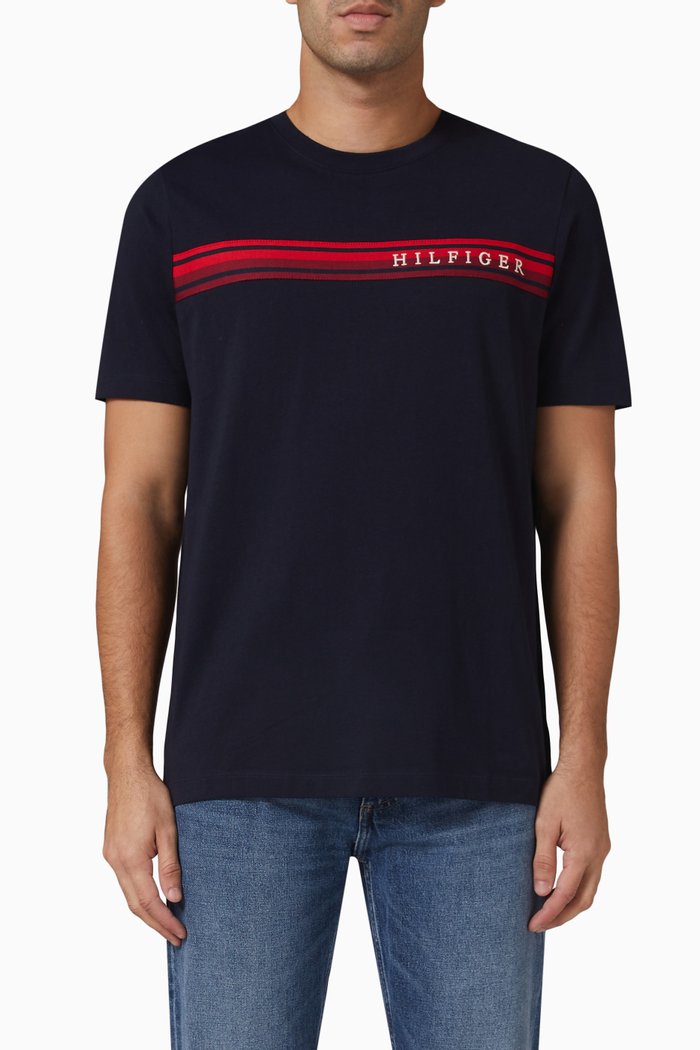 

Taped T-shirt in Organic Cotton, Blue