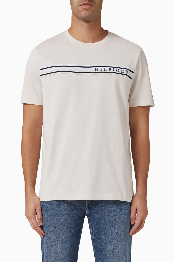 

Logo Tape T-shirt in Organic Cotton, Neutral