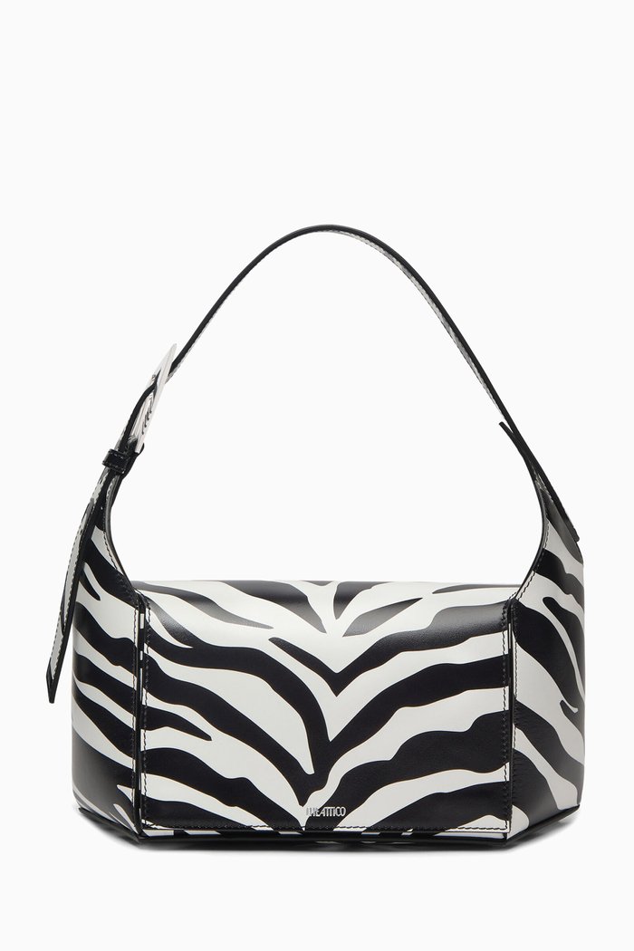 ''7/7'' Shoulder Bag in Leather, Black