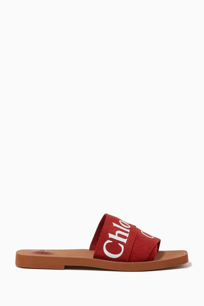

Woody Slides in Linen Canvas, Red
