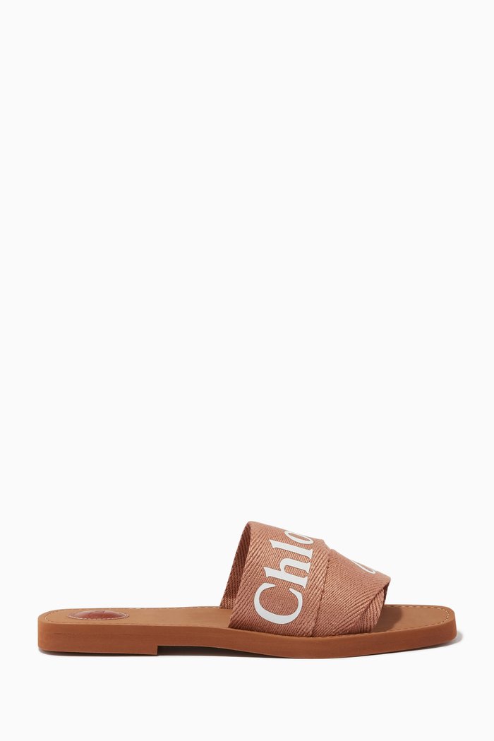 

Woody Slides in Linen Canvas, Pink