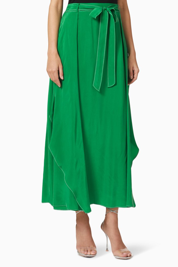 

Flared Midi Skirt, Green