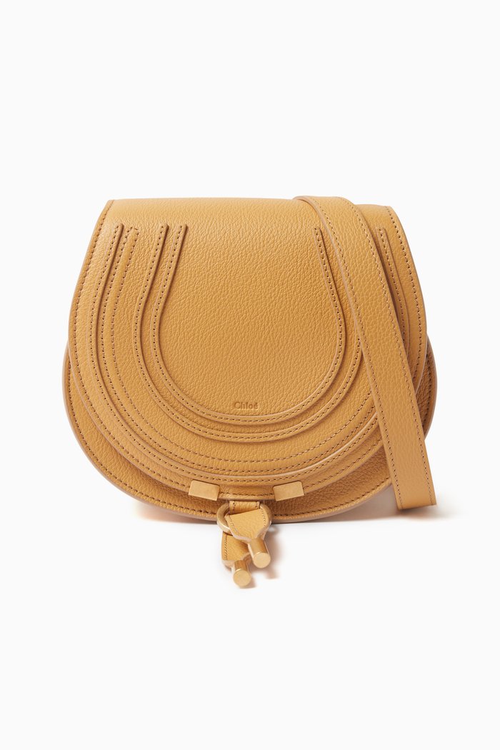 

Small Marcie Saddle Bag in Grained Calfskin, Orange
