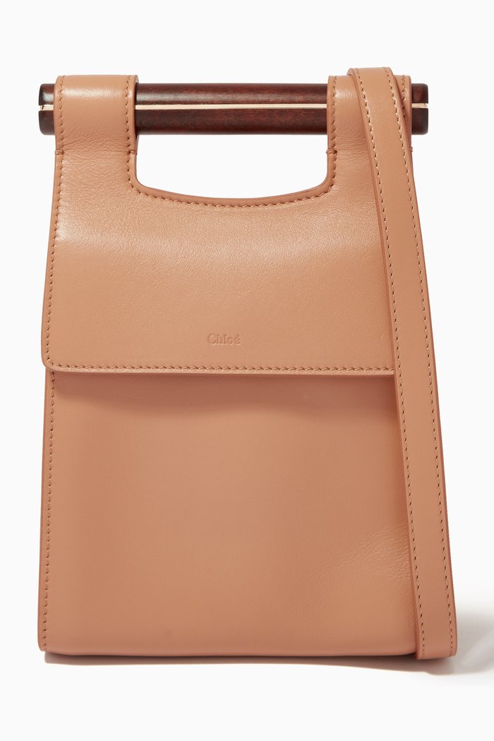 

Magda Phone Pouch Bag in Leather, Neutral