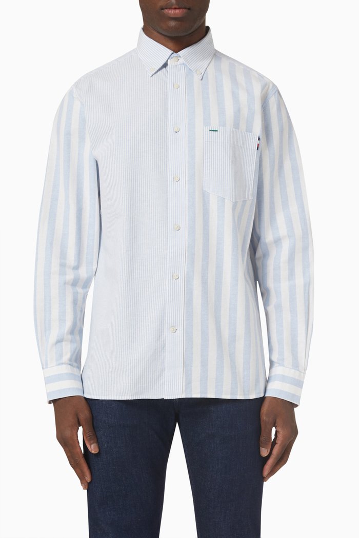 

Mixed Ithaca Stripe Regular Fit Shirt in Cotton, Blue