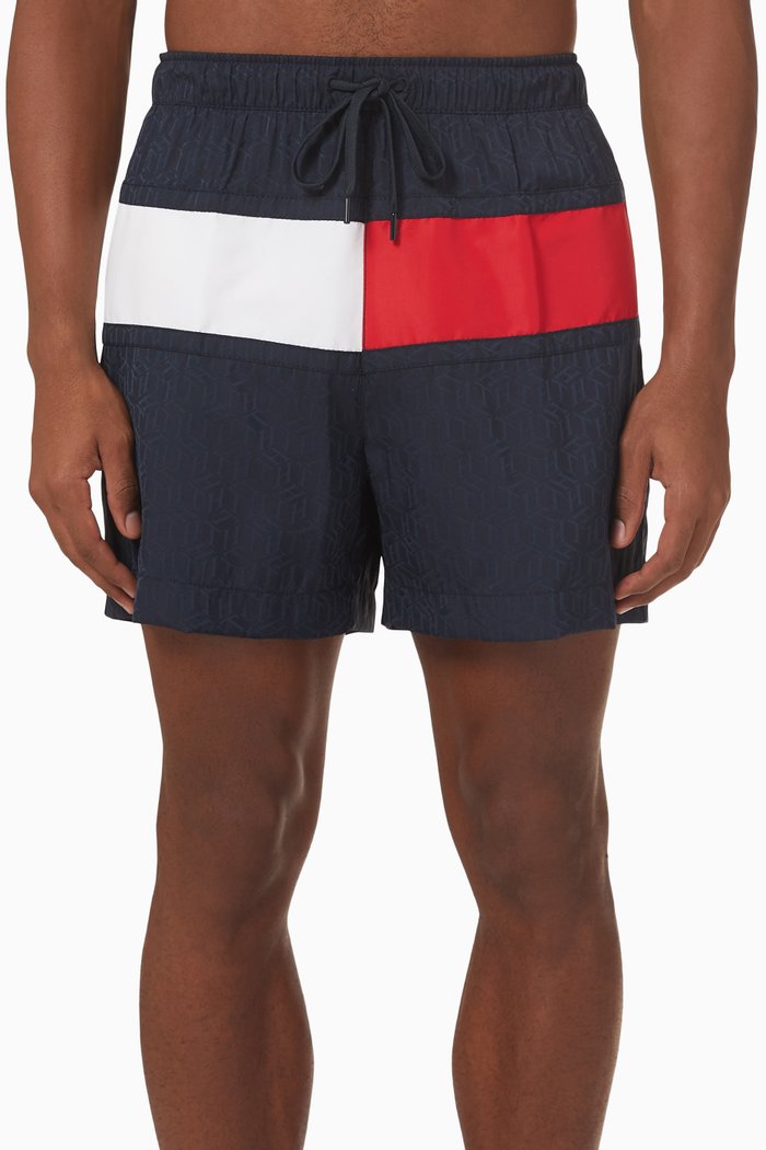 

Flag Twist Swim Shorts in Recycled Cotton & Polyester, Blue