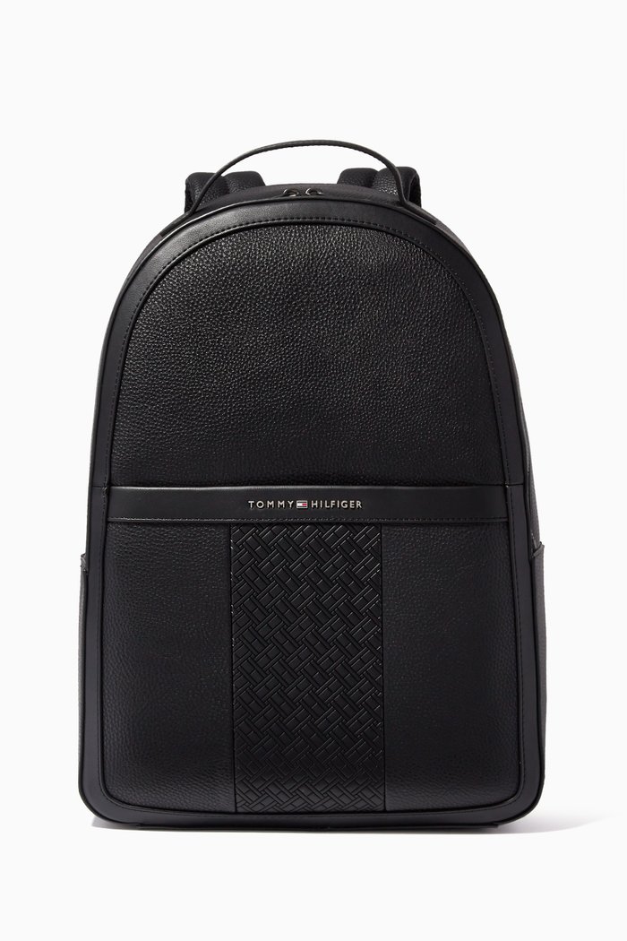 

Repeat Flag Backpack in Faux Leather, Black