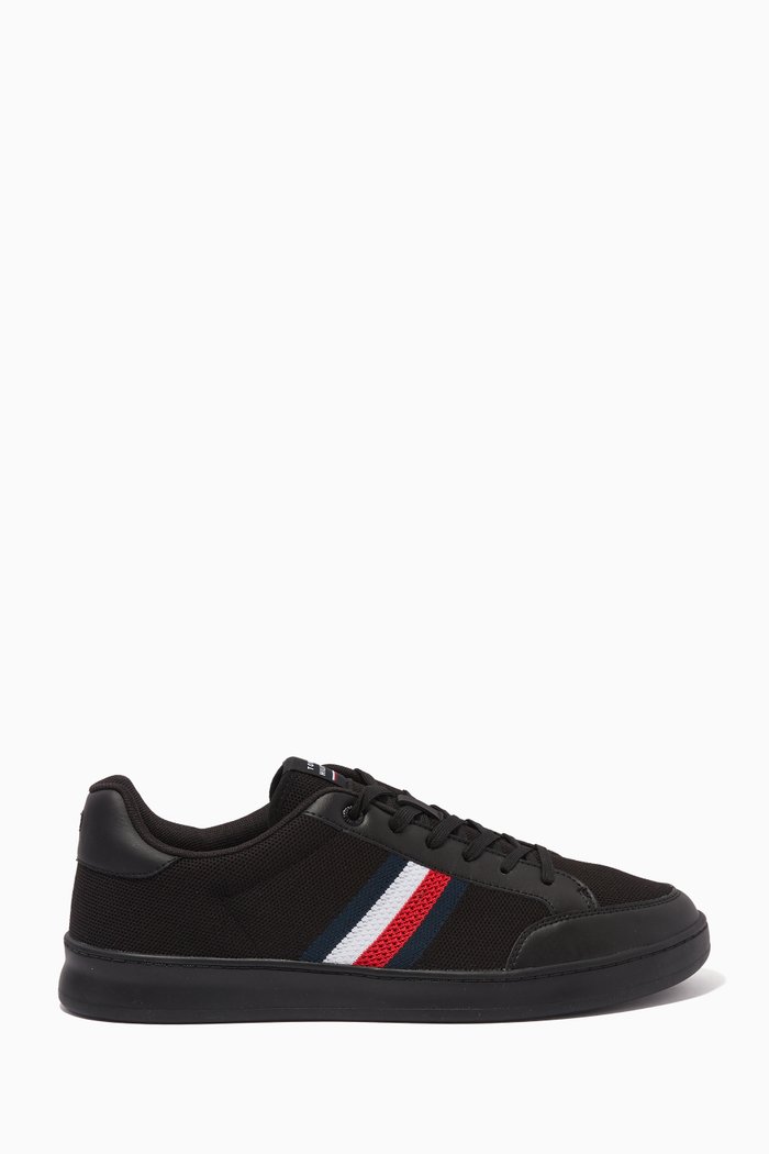 

Retro Cupsole Low-top Sneakers in Textile-knit, Black