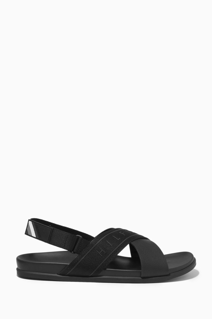 

Webbing Strap Sandals in Mix Materials, Black