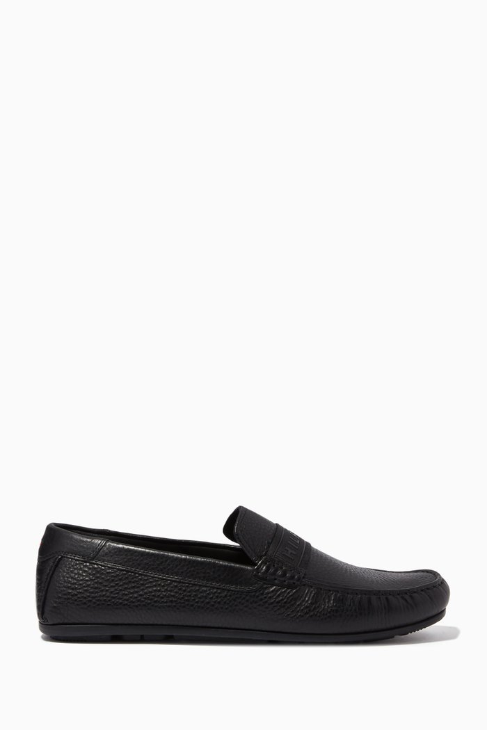 

Hilfiger Driver Shoes in Pebbled Leather, Black