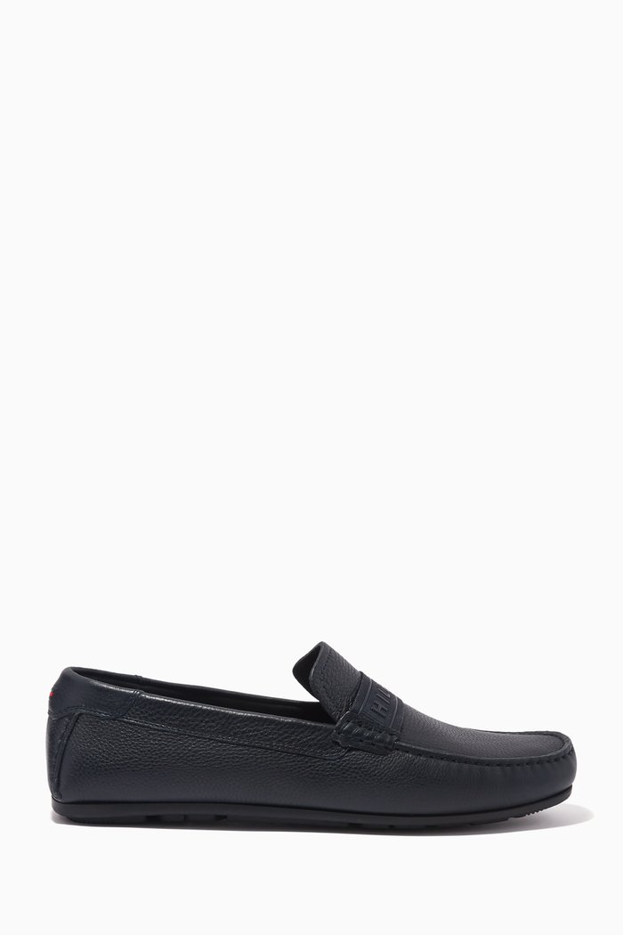 

Hilfiger Driver Shoes in Pebbled Leather, Blue