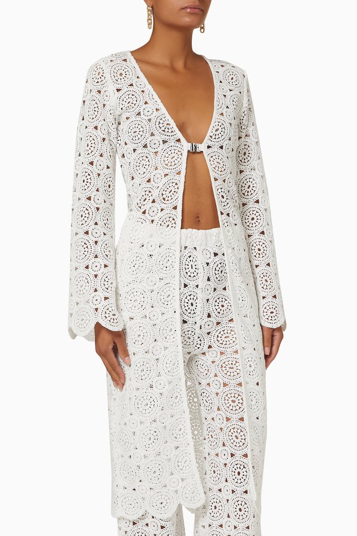 

Kwamie Crochet Robe in Organic Cotton Knit, White