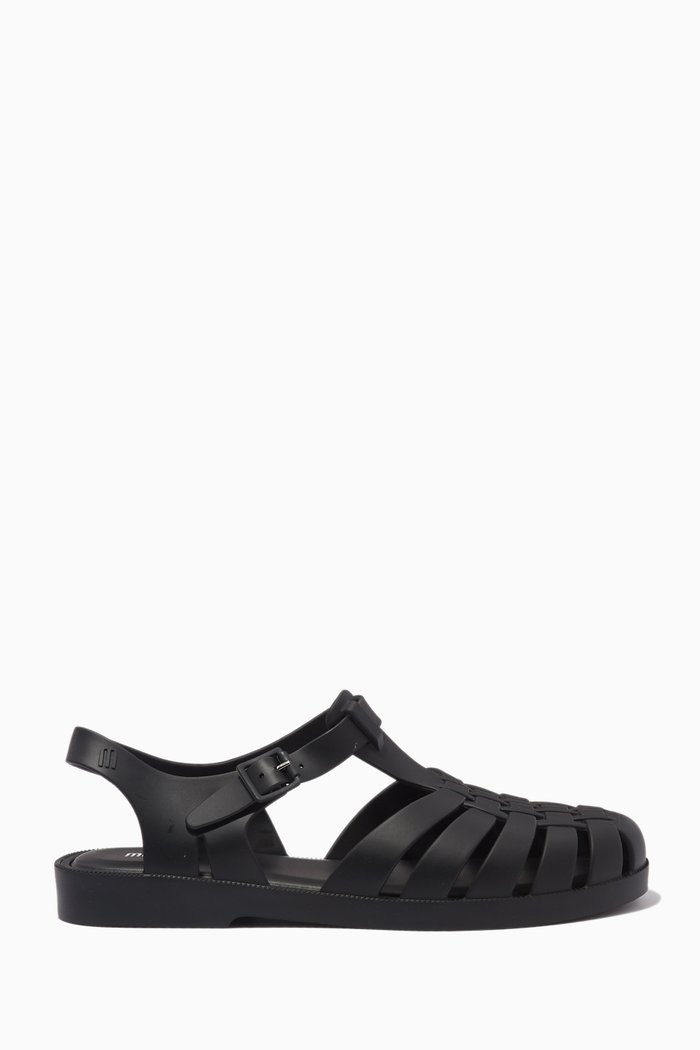

Possession Matte Flat Sandals in Melflex™, Black