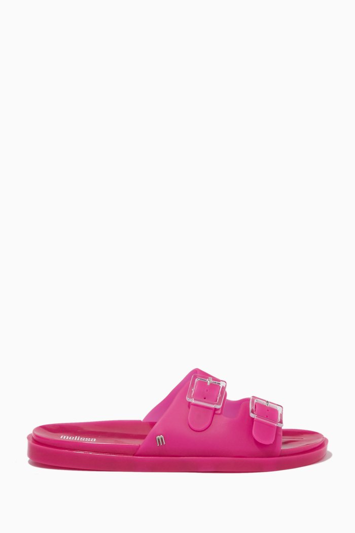 Wide Double-buckle Slides in Melflex™, Pink